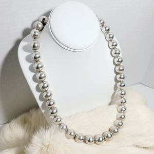 Sterling Bead Necklace 925 Heavy